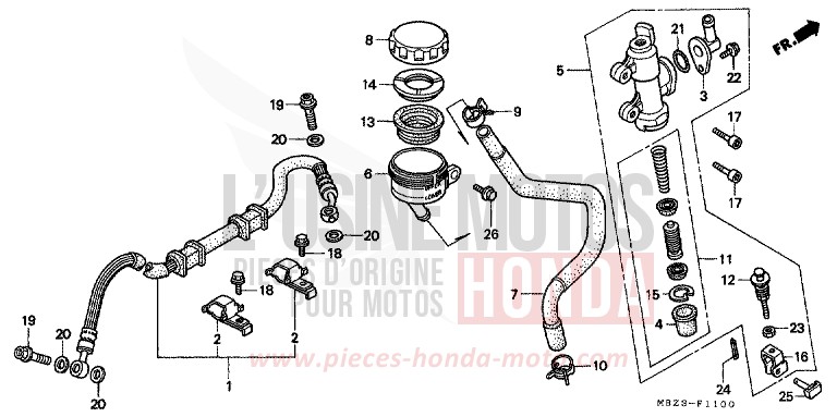 REAR BRAKE MASTER CYLINDER for Hornet S FORCE SILVER METALLIC (NH411) from 2000